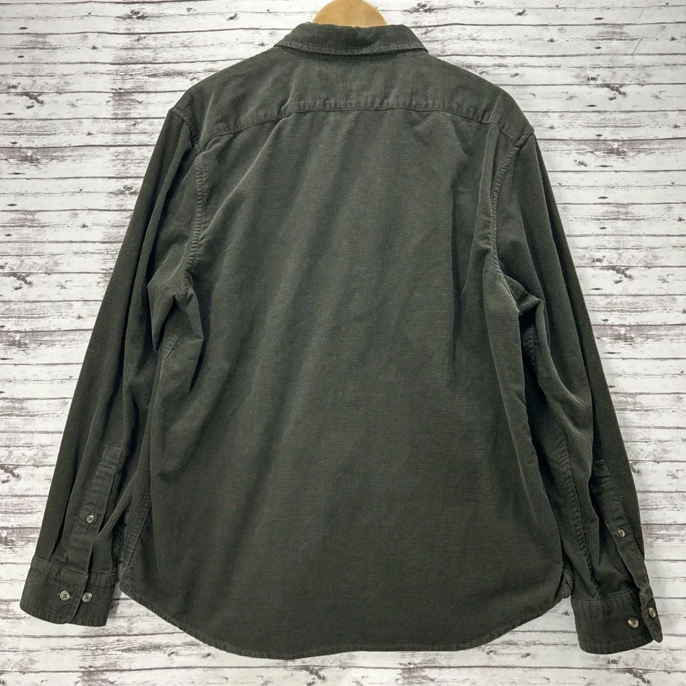 Banana Republic Corduroy Shirt Mens Large Untucked Fit Fine Wale Green Cotton